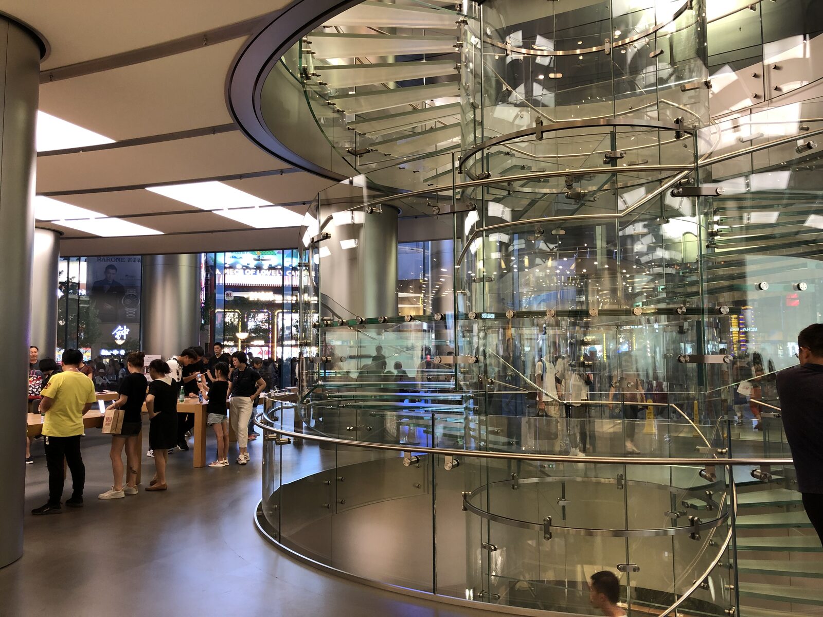 The glass cylinder and its spiral stair, 2019.