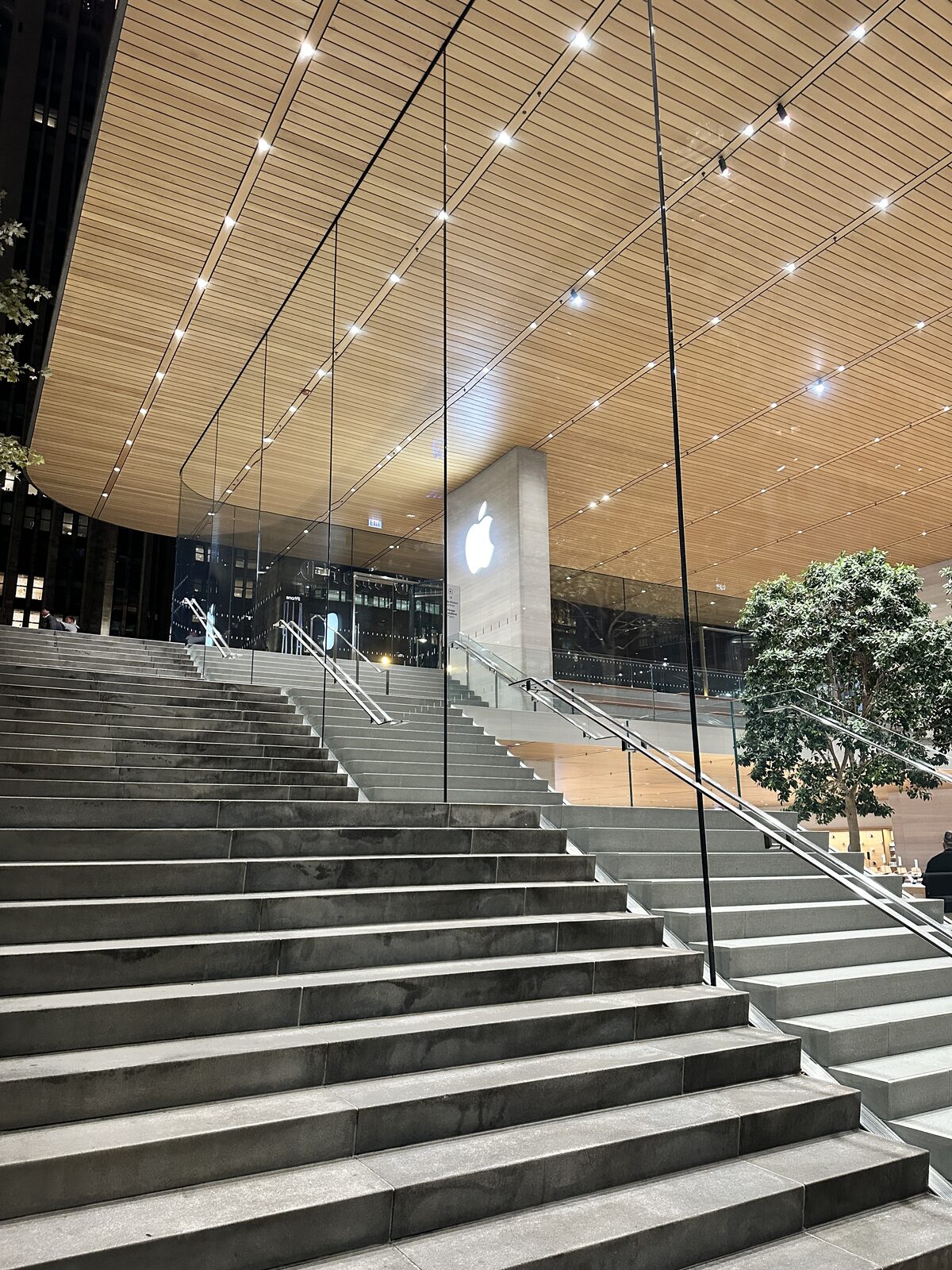 The same steps by day — a public plaza that happens to be a storefront.