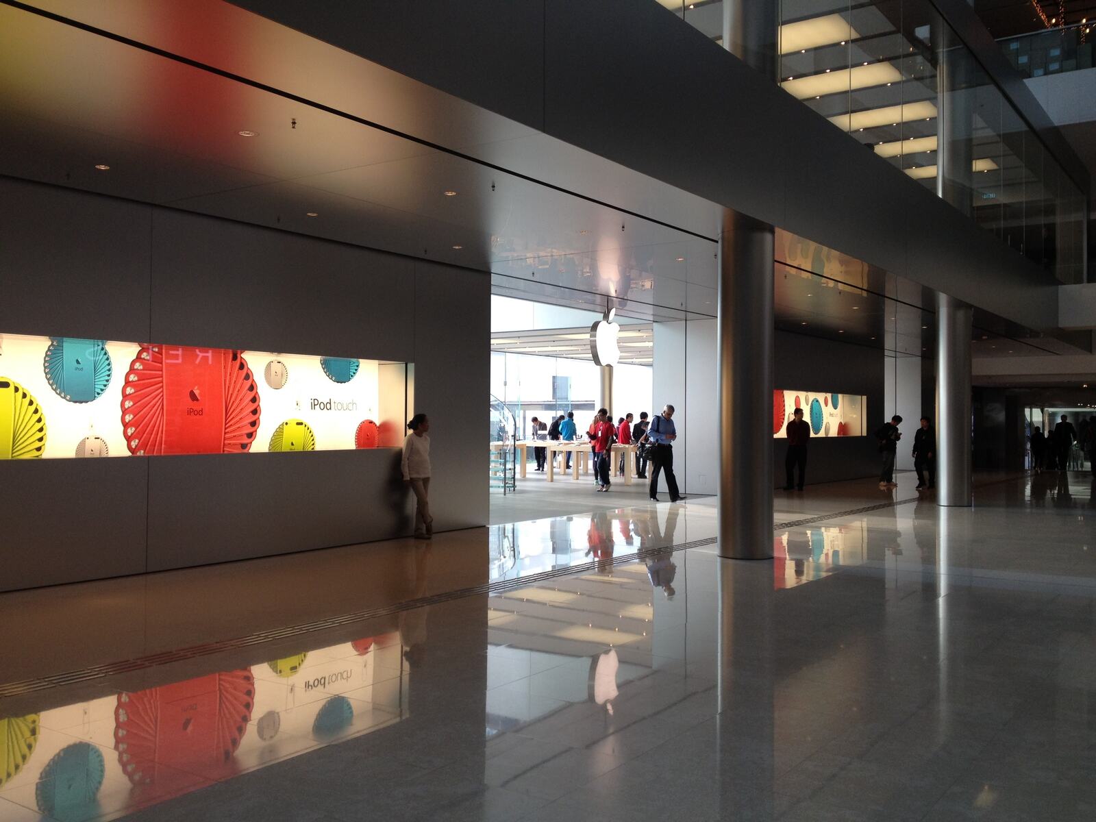 The iPod touch wall, all colour and motion, late 2000s.
