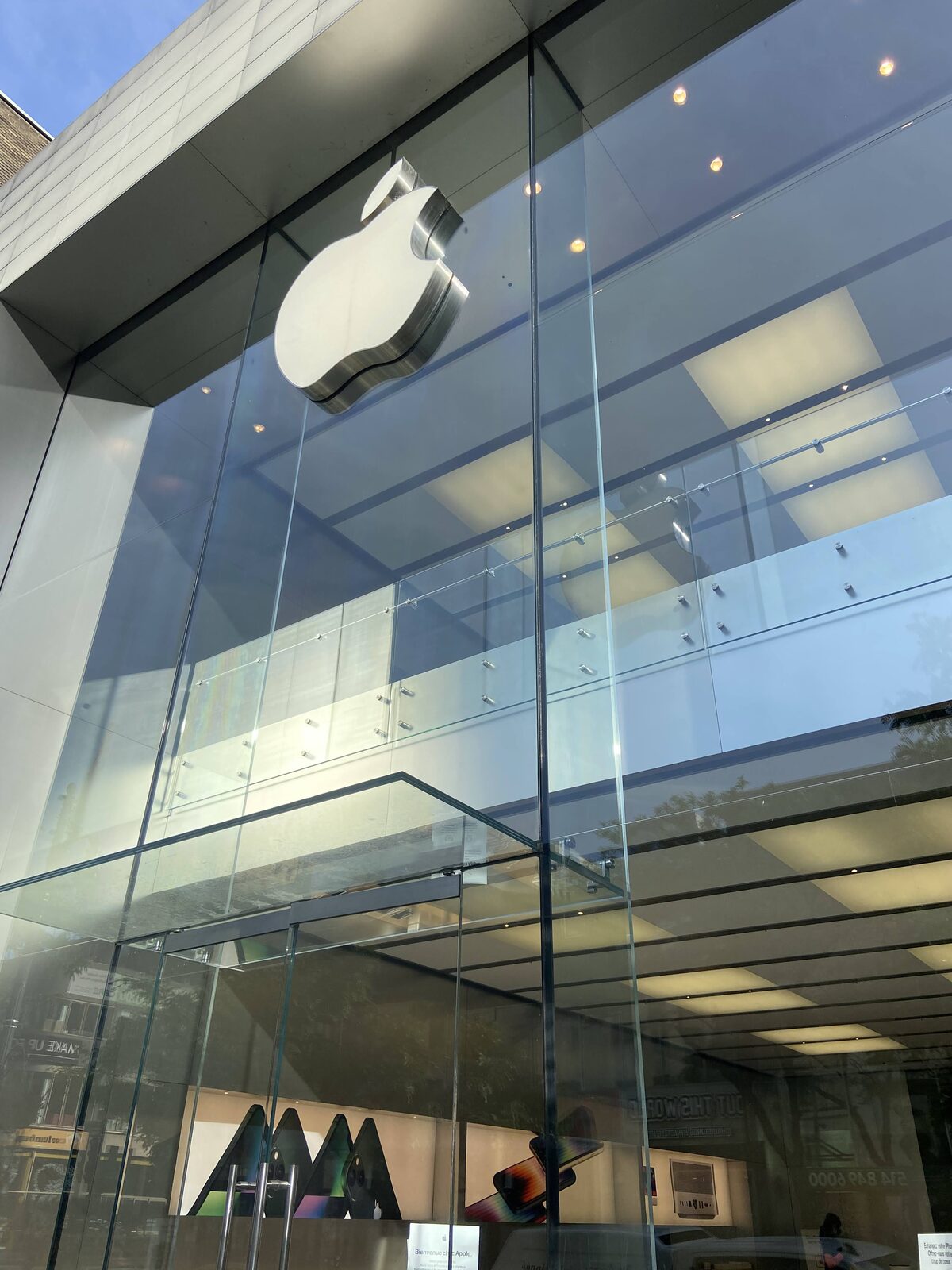 Looking up the full height of the glass.