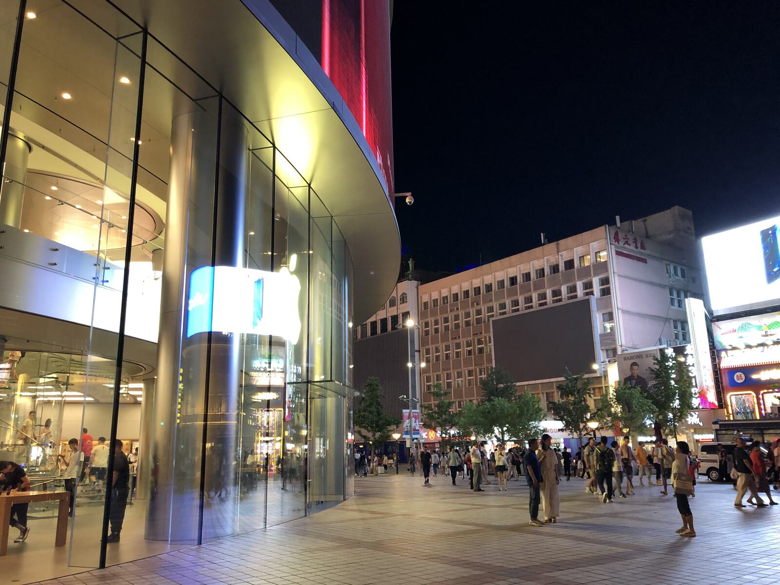 Inside, the curved glass wrapping the whole city.